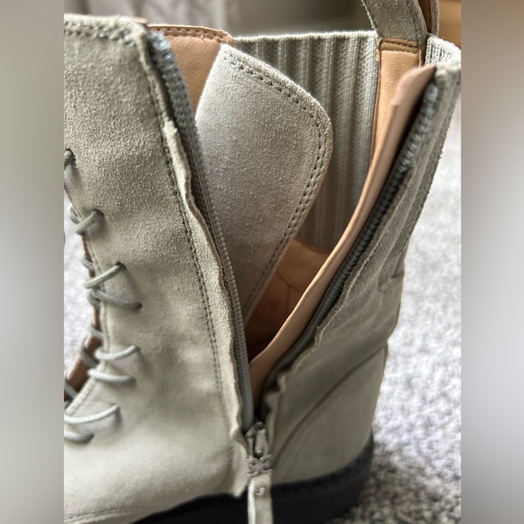 SAM EDELMAN LEX sage green suede leather combat boots size 8 - Picture 6 of 15